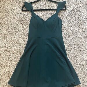 City Studio Dark Green Off-Shoulder Mini Dress